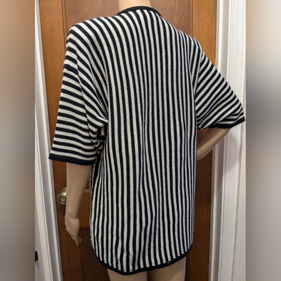 Black & White Striped and Sequined Vintage Sweater Small - Picture 7 of 11